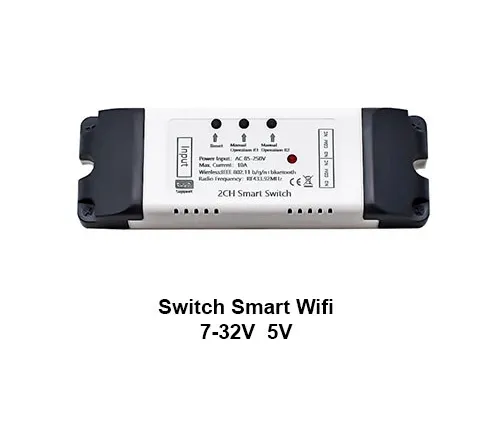 [ACC000-57] JA00-04 Interruptor, Apagador eléctrico 7-32V y 5V Smart, dos vías de salida, virtual programado por tiempo y voz con Alexa y Google Home.