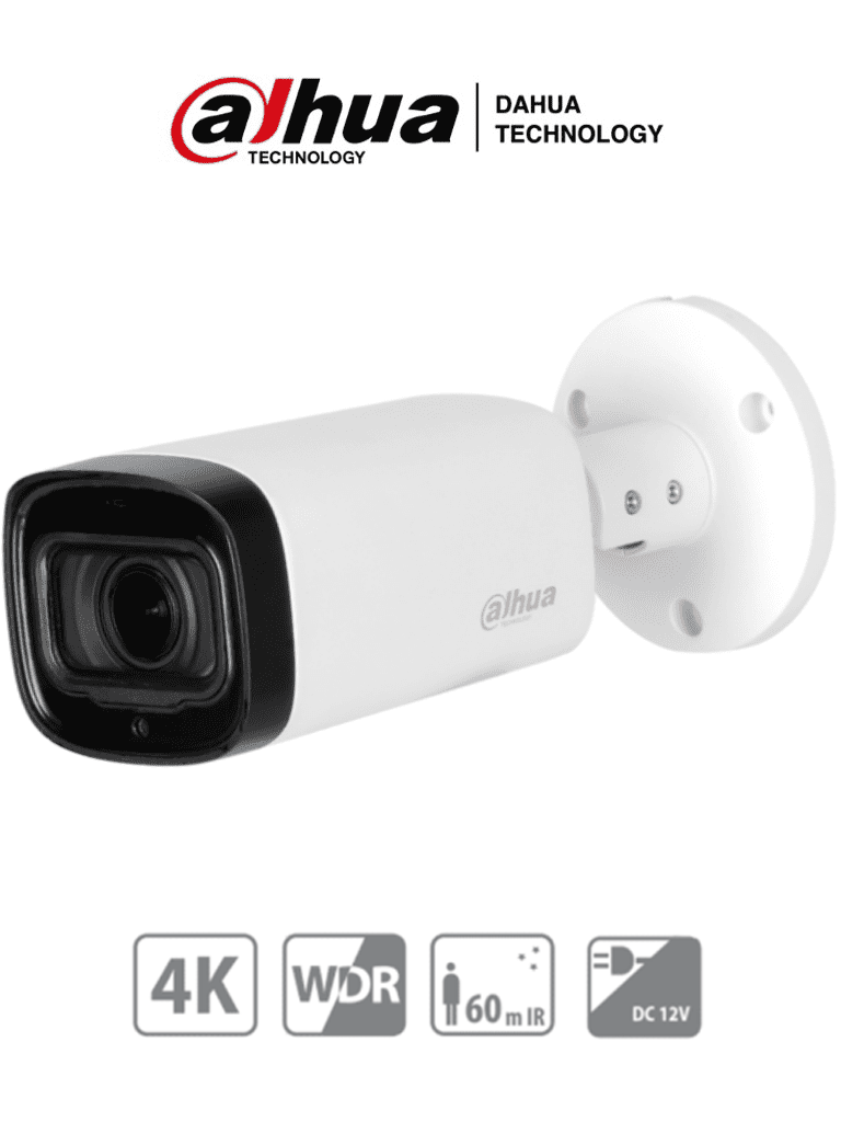 AF70-07 DAHUA - Cámara Bala 4k 8mp Metal/ Lente Motorizado de 2.7-13.5/ IR de 80 Mts/ Super Adapt/ Micrófono / WDR Real de 120/ IP67 | DH-HAC-HFW1801RN-Z-A (sobre pedido)