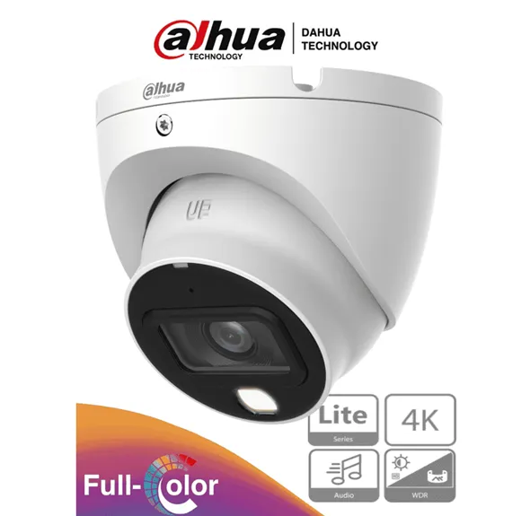 AF65-04 DAHUA Cámara 8mp Domo 4k PVC+metal Full Color/Lente 2.8mm/106° Apertura/ Micrófono / 20 mts Iluminación/ / Super Adapt/ WDR de 120 dB/ HAC-HDW1809TLM-A-LED (sobre pedido)