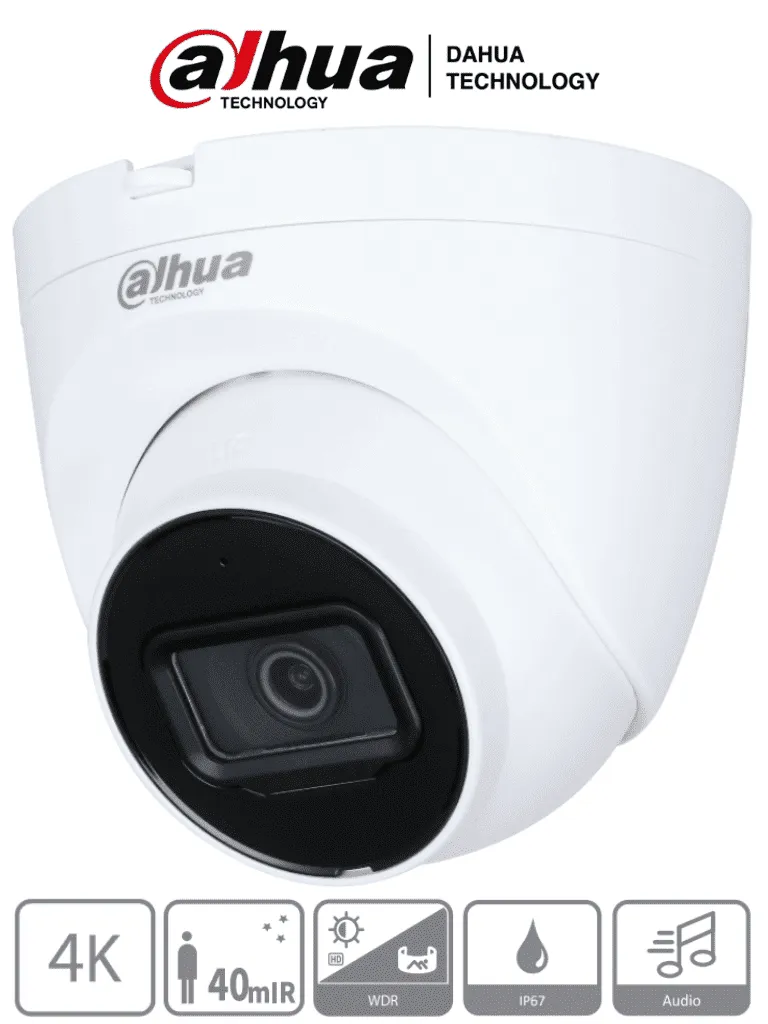 [CAM007-25] AF65-01 DAHUA Cámara 8mp Domo 4k PVC Micrófono / Lente 2.8mm/ 106° Apertura/ IR 40 Metros/ Super Adapt/ Instalación Rápida/ WDR Real de 120 dB/ IP67/ HAC-HDW1801TQN-A (ultimas piezas)