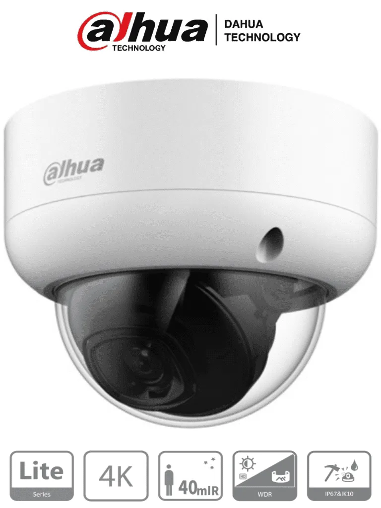 [CAM007-27] AF65-03 DAHUA Cámara 8mp Domo 4k Metal Antivandalica/ Lente 2.8mm/ 106° Apertura/ Super Adapt/ WDR Real de 120 dB/ IR de 40 Metros/ IP67/ IK10 | HAC-HDBW1801EAN (Sobre pedido)