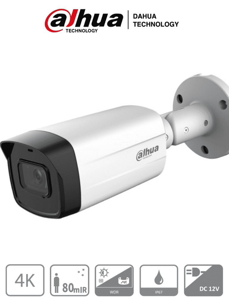 [CAM007-28] AF70-04 DAHUA - Cámara Bala 4k 8mp Metal/Super Adapt/ 2.8 mm/ 106° Apertura/ IR 80 Metros/ WDR Real de 120 dB/ IP67 | HAC-HFW1801TM-I8 (sobre pedido)