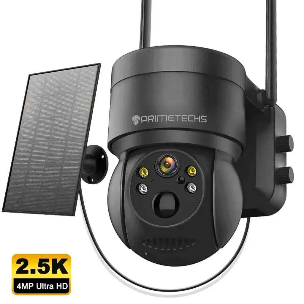 AB00-30 Cámara WiFi 5 megapíxeles, solar con bateria, PT, FullColor, audio bidireccional, grabacion por deteccion, exterior, App Icsee, nube, Primetechs