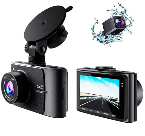 AC00-05 Dashcam 4k/8 megapíxeles Cámara para automóvil WIFI de dos cámaras, frente, reversa, 60 PFS, hasta 128GB, Primetechs