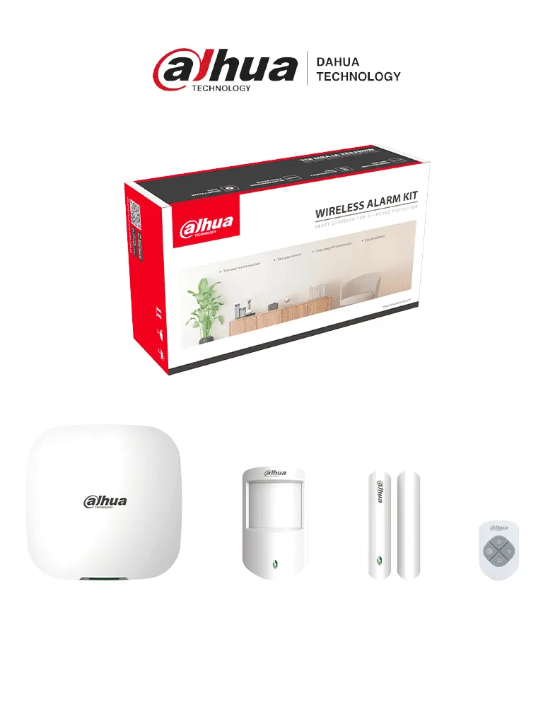 AG90-01 DAHUA Kit de alarma inalámbrico, Conexión: Wifi y ethernet, Incluye: HUB 1.0, sensor de movimiento PIR, contacto magnético y control remoto, App DMSS, Frecuencia 433 MHz, Tecnología: AirShield DAHUA DHI-ART-ARC3000H-03-W2 (Sobre pedido)