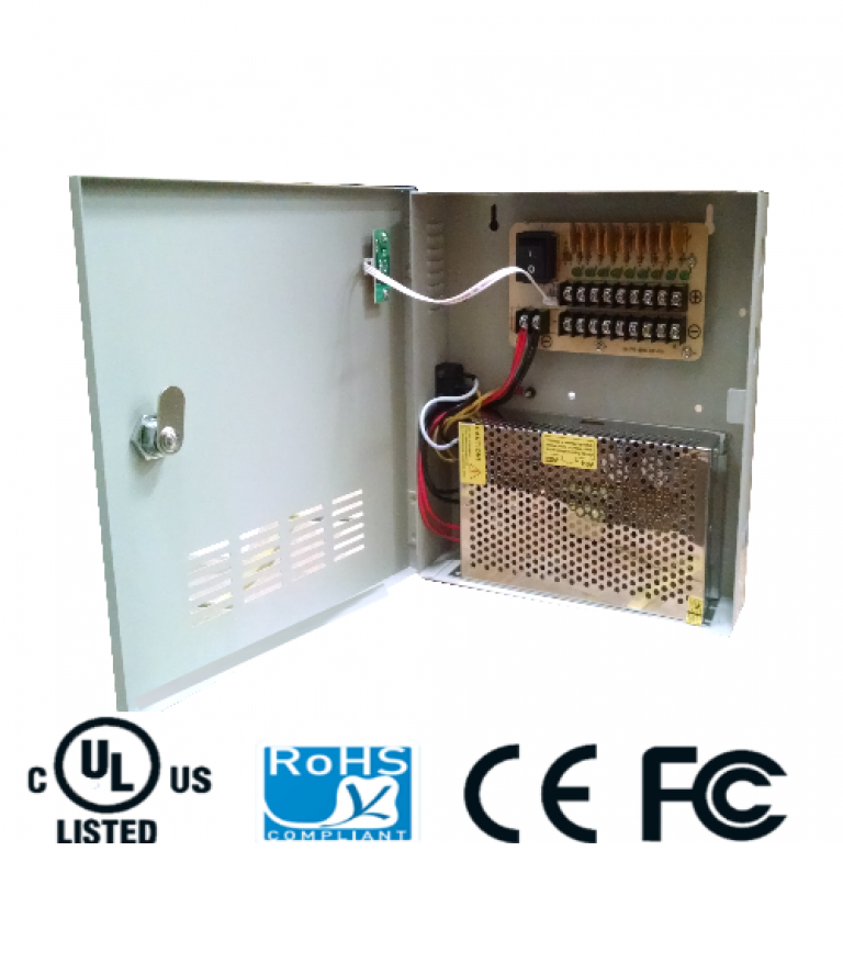 [FTE000-151] BA20-03 Fuente de poder regulada 12V 20 Amp con distribuidor para 18 cámaras (versión económica)
