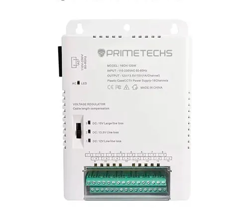 [FTE000-172] BA00-10 Fuente de poder Primetechs 16 canales, 16 Amp, regulable a 12V, 13.5V y 15V