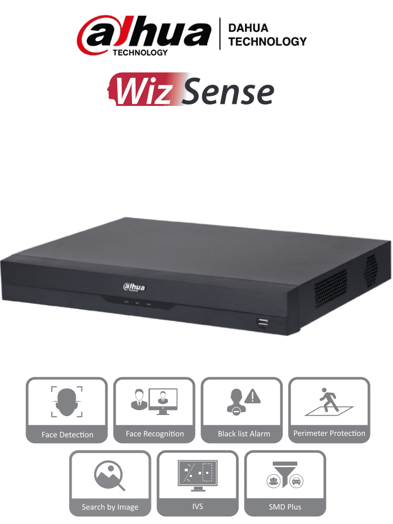 AG10-04 DAHUA NVR 8 canales 8 Megapixeles 4k / WizSense/ 8 Puertos PoE/ Smart H.265+/ 1 Ch de Reconocimiento Facial y FD/ Hasta 10 Bases de Datos de Rostros/ 2 Puertos SATA/ SMD Plus/ Max. Decodificación de 6x1080p FPS/ Onvif | NVR2208-8P-I2 ACT