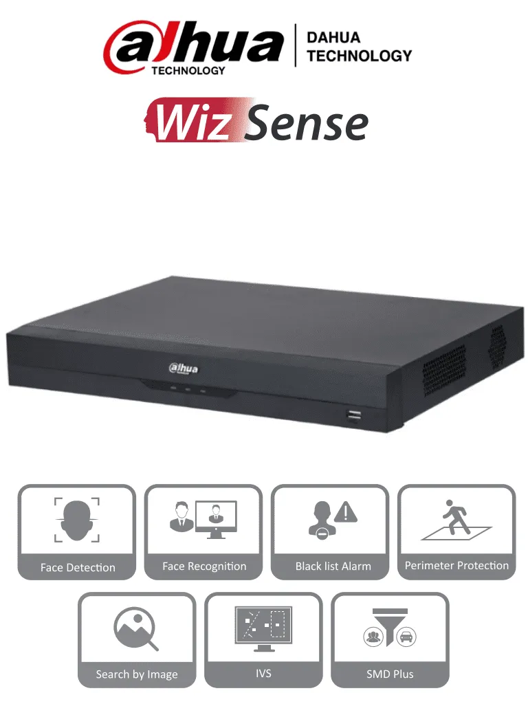 AG10-07 DAHUA NVR 16 canales 8 Megapixeles 4k / WizSense/ 4k Con IA/ 16 Puertos PoE/ 2 Bahías de Discos Duros / 1 Ch de Reconocimiento Facial y FD/ 10 Bases de Datos de Rostros/ H.265+/ SMD Plus/ Soporta Camaras con IA | NVR2216-16P-I2 ACT