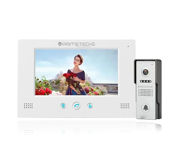 EA00-01 Videoportero Kit PRIMETECHS con Monitor de 7 pulg./ Contestación local por altoparlante, crecimiento hasta 3 monitores, apertura de puerta