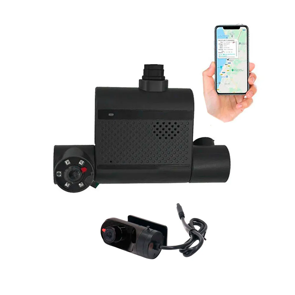 [DVRMOV000-006] AD00-15 DashCam 4G-GPS Cámara triple lente frente e interior y trasera para automóvil, camión o trailer, FullHD 1080p, monitor remoto Cel. y PC, GPS ubica en tiempo real, Graba local con 512 Gb microSD, audio bidireccional, botón pánico(opción). Con plataforma profesional. Primetechs
