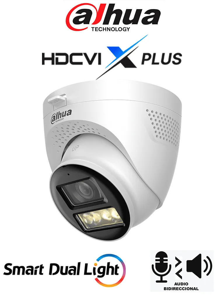 AF50-08 DAHUA - Cámara 5mp Domo PVC+Metal / Micrófono y Audio Bidireccional/ Iluminación Dual Mediante IR y Luz Cálida/ Hasta 40 Mts de Iluminación/ Lente 2.8mm Apertura Hasta 111°/ IP67/  DH-HAC-HDW1500TQN-IL-T A