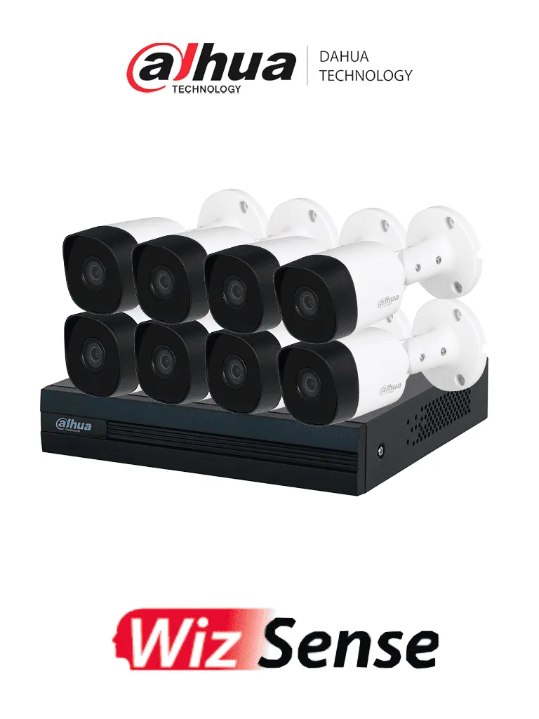 AF10-01 DAHUA Kit 8 Cámaras 2 mp / DVR Cooper-I WizSense /8 cámaras 2MP / tecnología de IA y compresión H.265+/ Admite hasta 10 canales IP / SMD Plus / Búsqueda de personas y vehículos | KIT/XVR1B08-I/8-B2A21N-U
