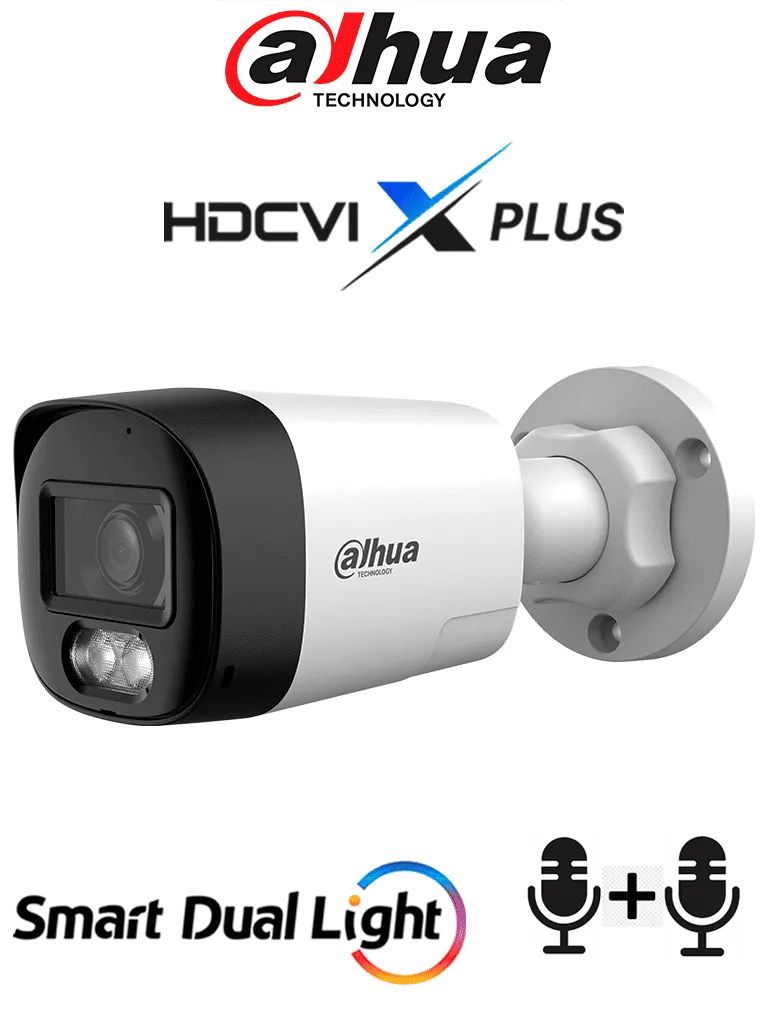 [DHT0290128] DAHUA Cámara Bala 4K/ HDCVI X PLUS/ Audio Bidireccional/ 106 Grados de Apertura/ Iluminación Dual Inteligente IR y Luz Cálida de Hasta 30Mts/ WDR Real de 120 dB Policarbonato DH-HAC-HFW1801RLN-IL-T